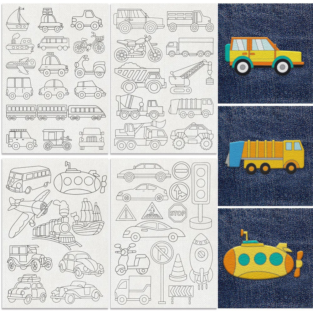 Embroidery Cloth - 50Pcs Transportation Vehicle Embroidery Pattern Stabilizer