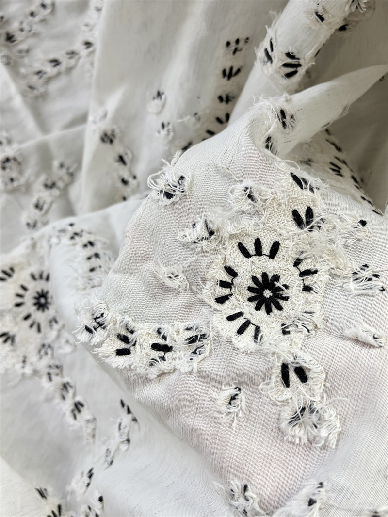 Embroidery Design 3D - 3D embroidered cotton-linen fabric,for fashion designers,dresses,shirts,women's