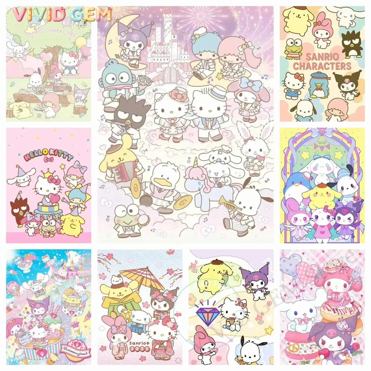 Embroidery Uae - Diamond Painting Sanrio Family Collection Diamond