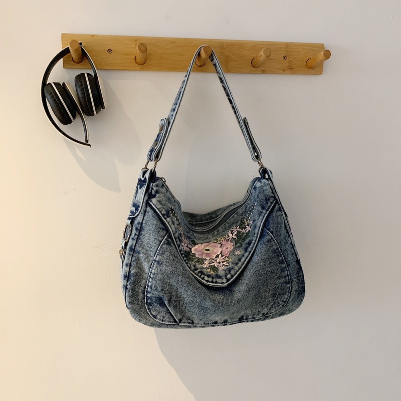 Embroidery Jeans - Vintage Denim Crossbody Shoulder Bag Sweet