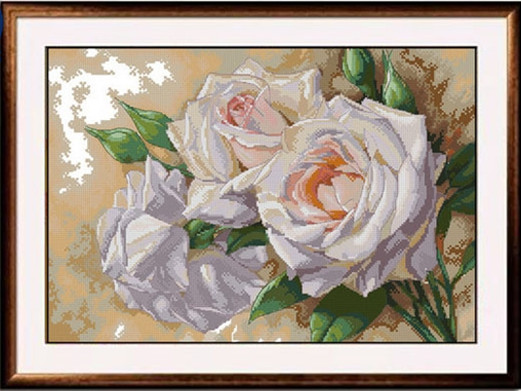 Embroidery Workshop - White Roses Flower Beautiful Flowers Plant