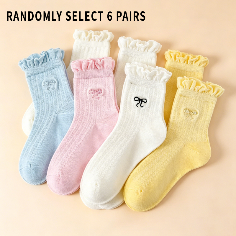 Embroidery On Socks - 4 Pairs Girls Summer Mesh Socks