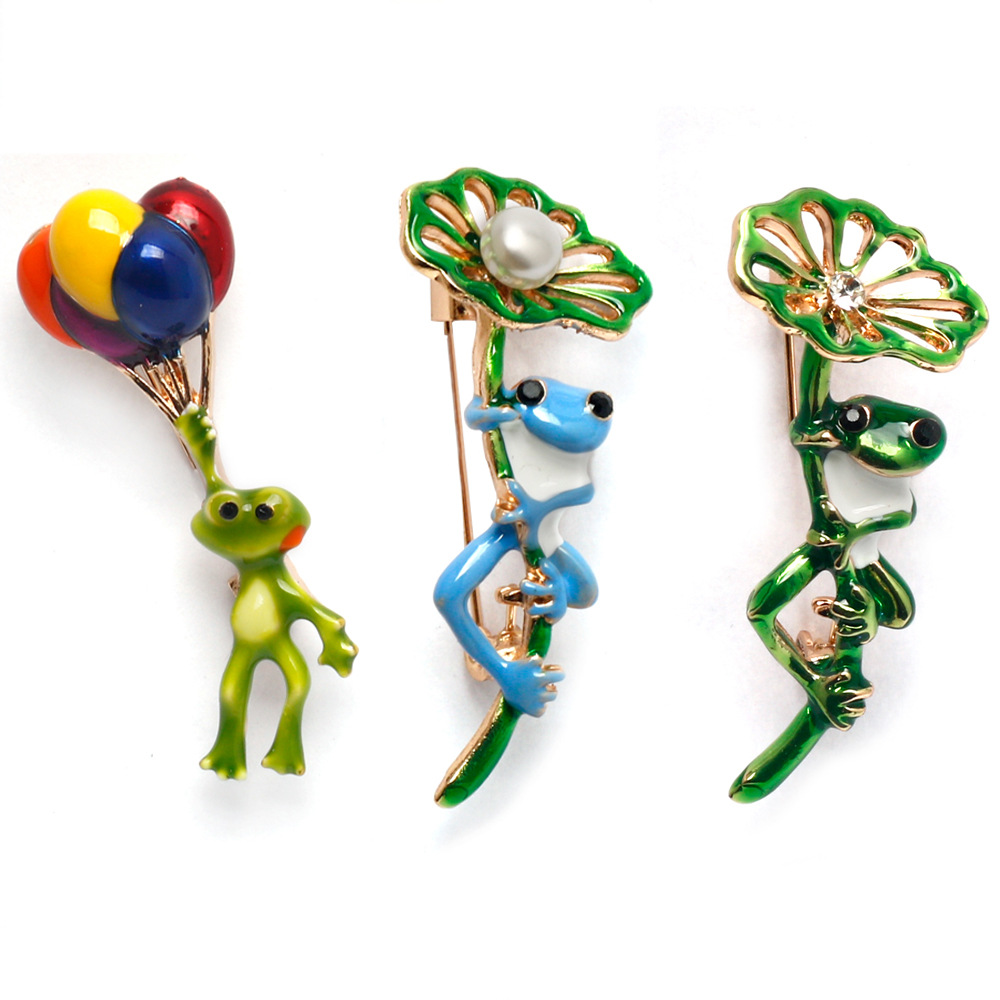 Embroidery Bali - Enamel Frog Brooches for Women Unisex