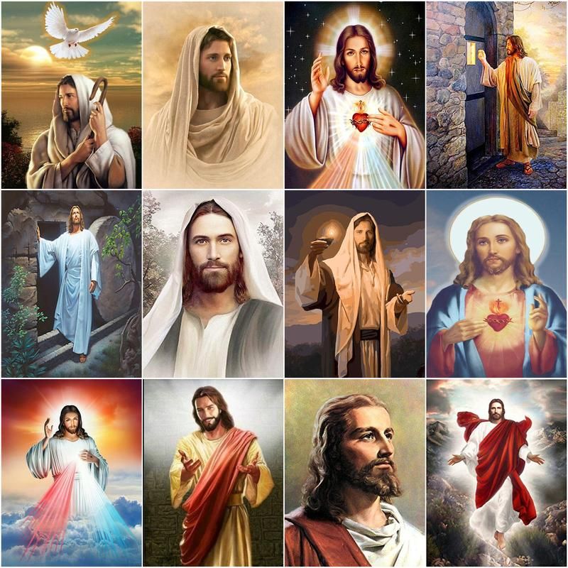 Embroidery Jesus - CHENISTORY Full Drill Square Round Diamond