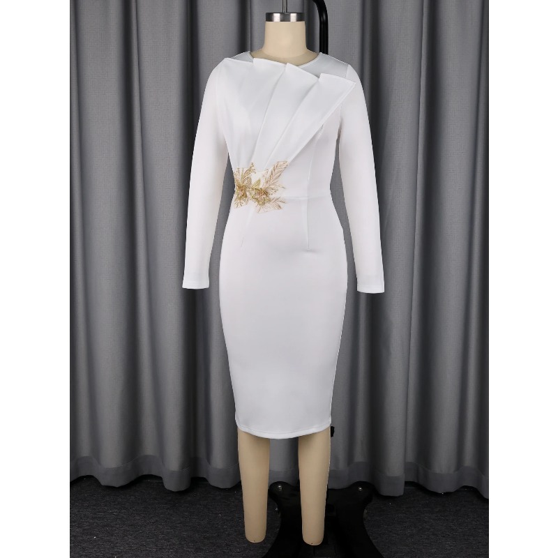 Elegant Women Bodycon Dress O  - огляд і ціна Embroidery Design 3D