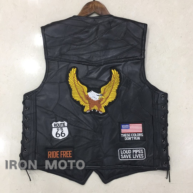 NEW Motorcycle Vests Men Cafe  - огляд і ціна Embroidery On Leather