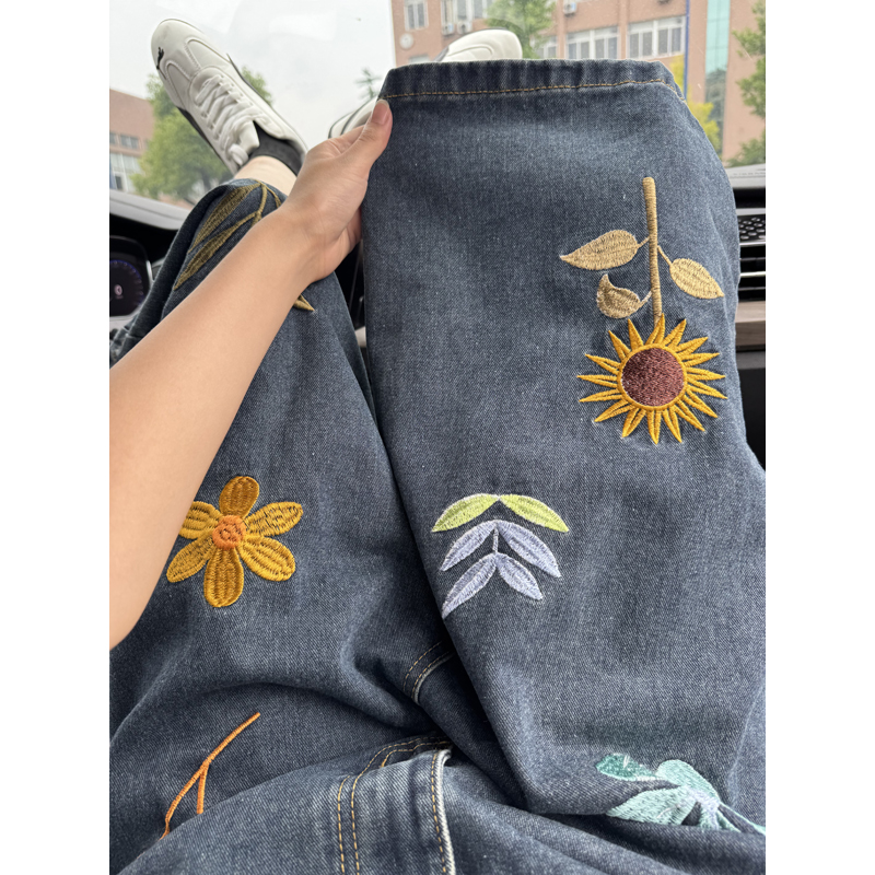 Unisex Korean Style Y2K Floral - огляд і ціна Embroidery Jeans