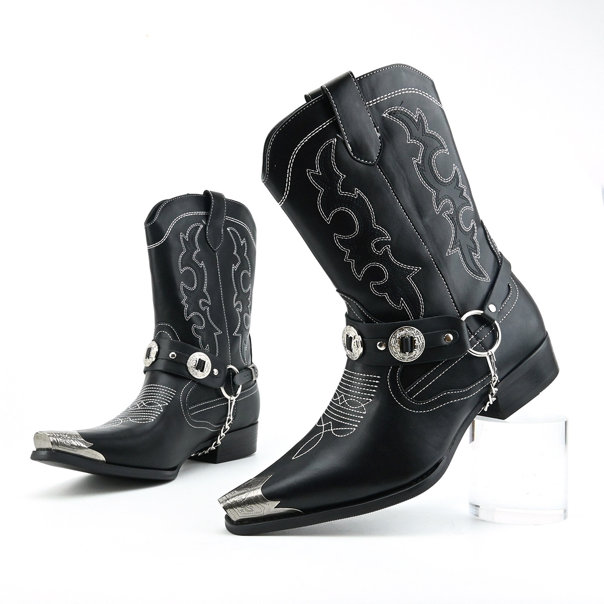 Men's Western Leather Boots wi - огляд і ціна Embroidery On Leather