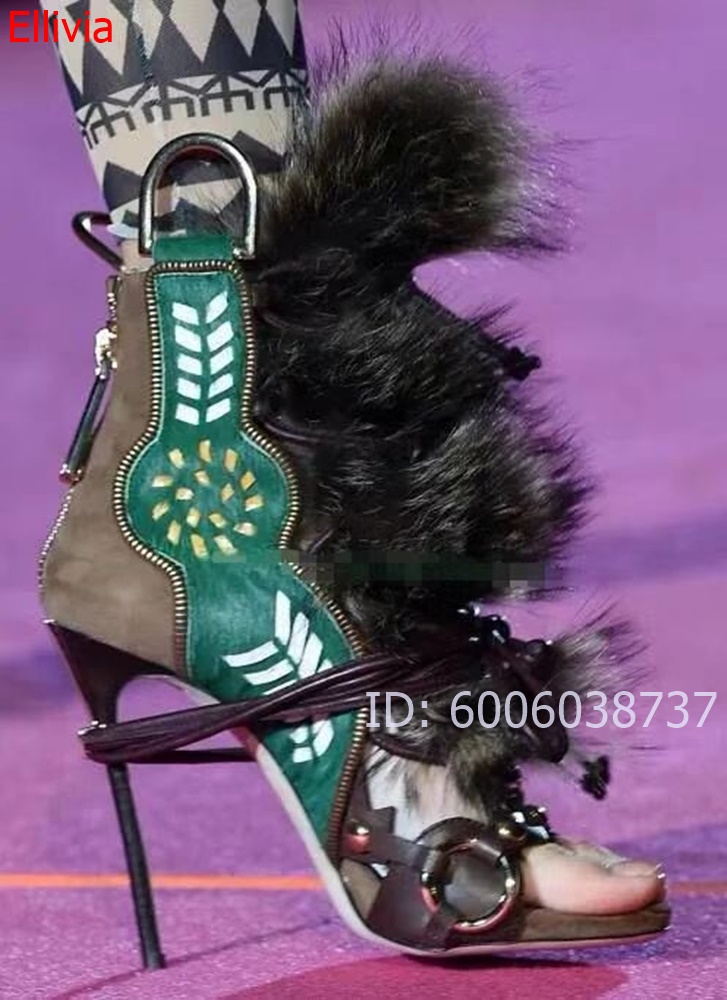 Women  Fur Ankle Sandal Boots  - огляд і ціна Embroidery Style