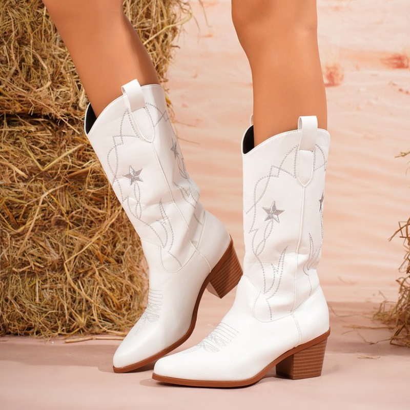 Women's Boots Mid-Calf Pointed - огляд і ціна Embroidery On Leather