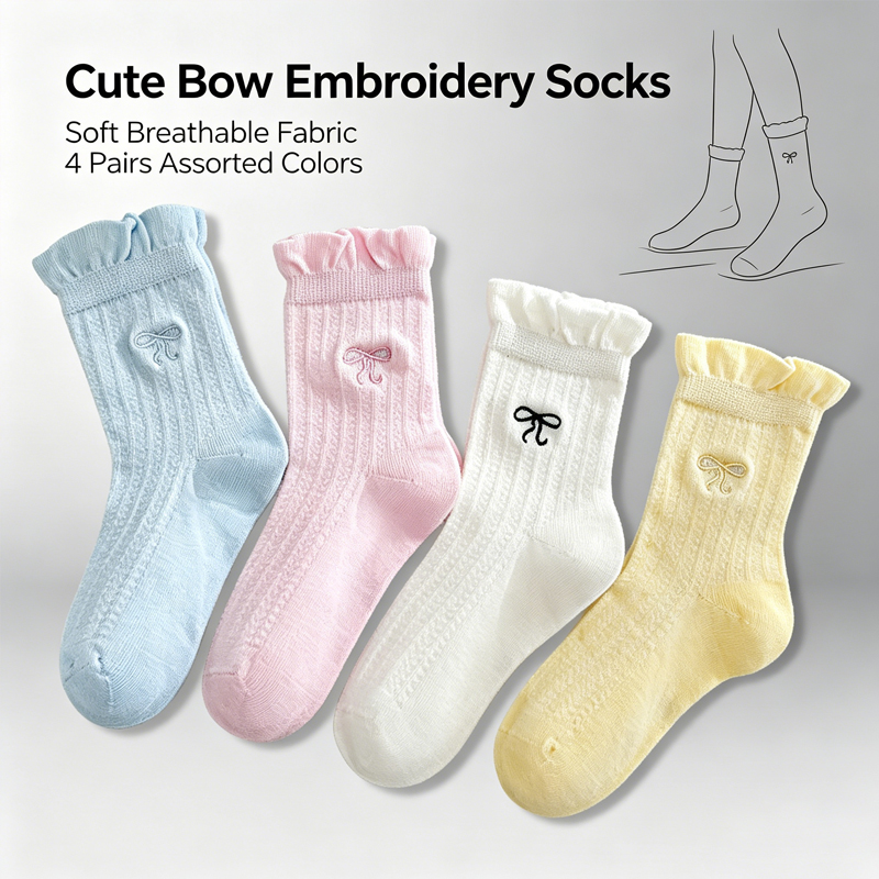 4 Pairs Girls Summer Mesh Sock - огляд і ціна Embroidery On Socks