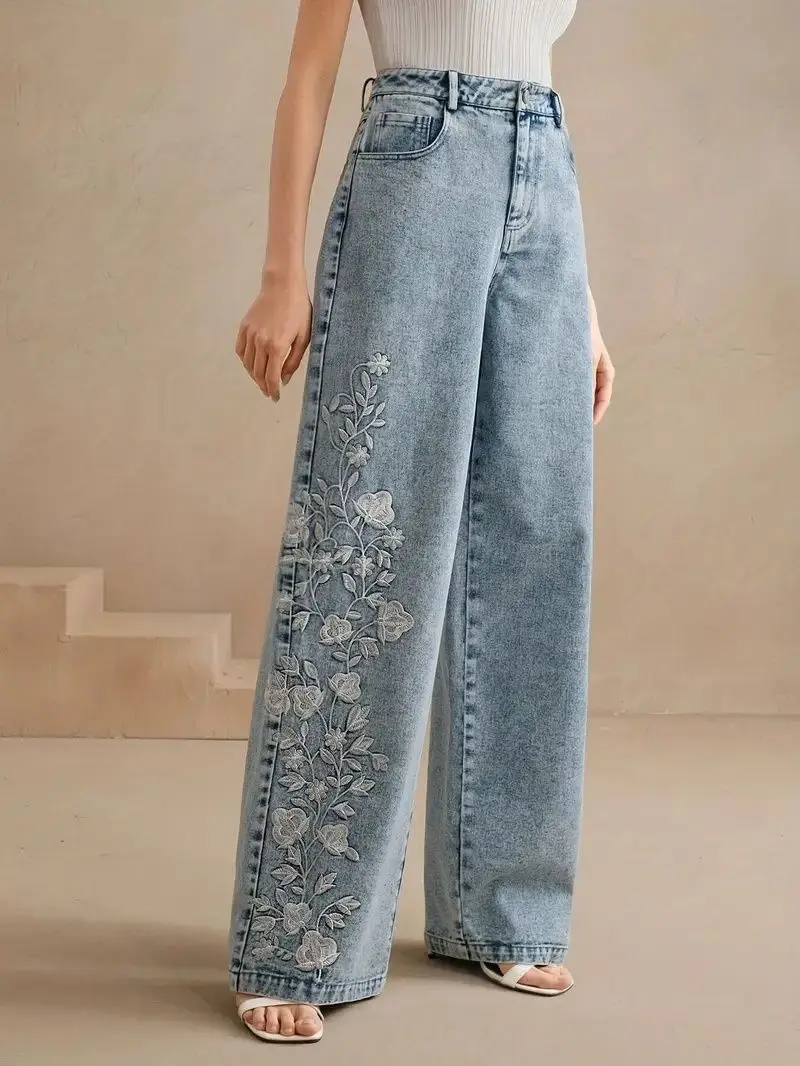 Women's Plus Size Y2K Straight - огляд і ціна Embroidery Jeans
