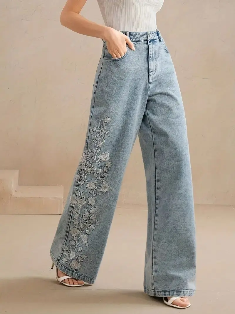 Women's Plus Size Y2K Straight - огляд і ціна Embroidery Jeans