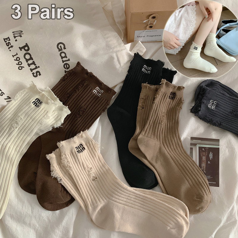 3 Pairs Luxury Brand Socks Wom - огляд і ціна Embroidery On Socks