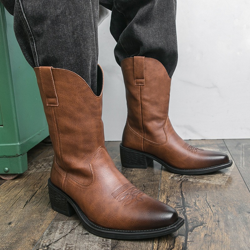 Men Boots Classic Embroidery W - огляд і ціна Embroidery On Leather