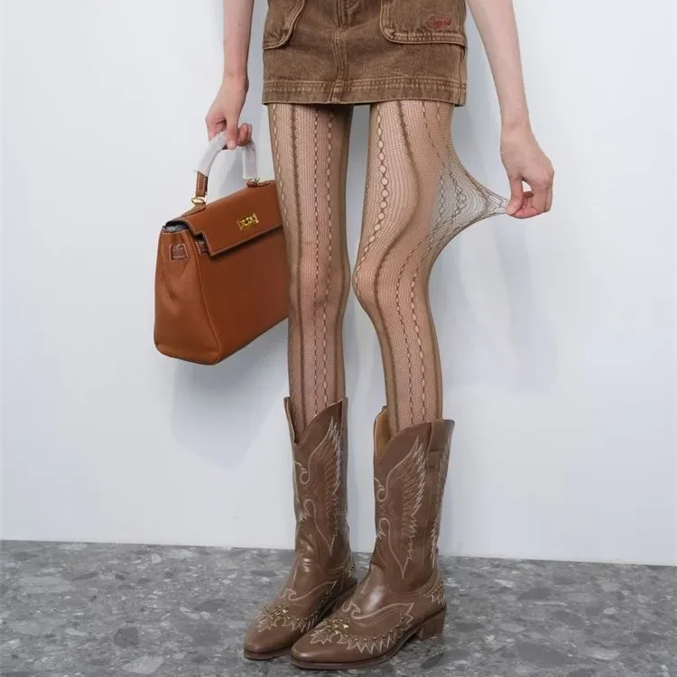 Retro Brown Lace Hollow Mesh F - огляд і ціна Embroidery On Socks