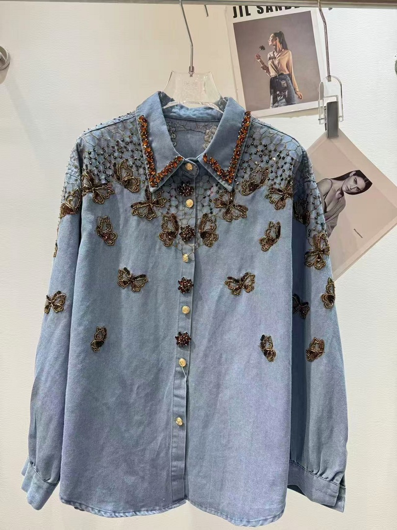 Luxury Style Denim Jacket For  - огляд і ціна Embroidery Jeans